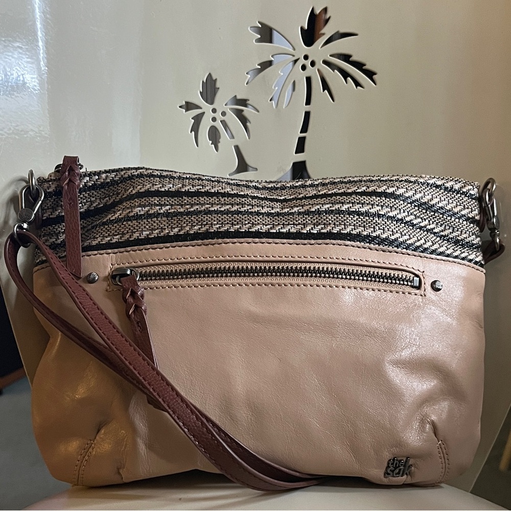The Sak Beige and Brown Crossbody Bag Zip Top